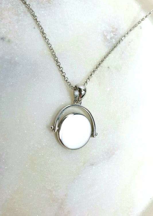 "Olivia" Sterling Silver Spinner Coin pendant and chain