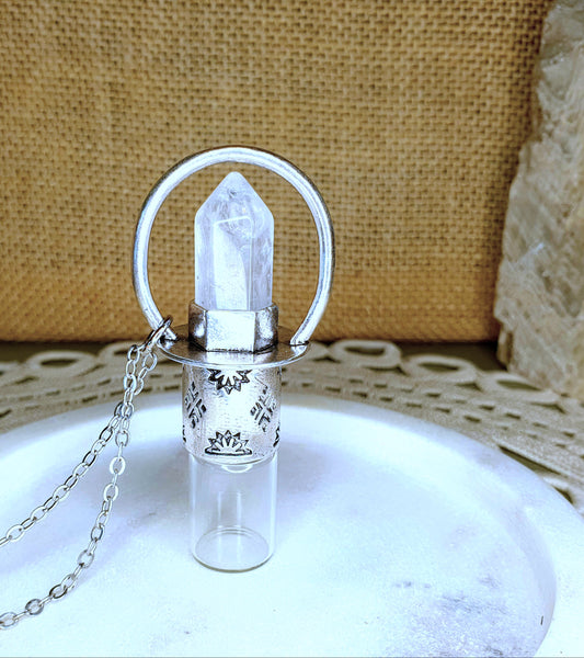 "Aura" Silver Essential Oil Roller Necklace.